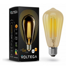 Лампа светодиодная филаментная Voltega E27 6W 2800К золотая VG10-ST64Gwarm6W 5526