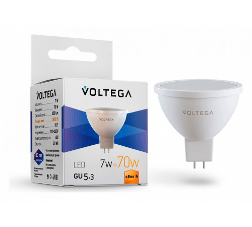 Лампа светодиодная Voltega GU5.3 7W 2800К матовая 7058 Лампа светодиодная Voltega GU5.3 7W 2800К матовая 7058
