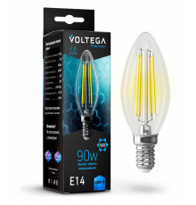 Лампа светодиодная Voltega E14 9W 4000K свеча прозрачная G10-C35E14cold9W-F 7135