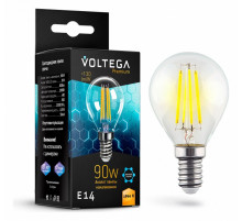 Лампа светодиодная филаментная Voltega E14 7W 2800K шар прозрачный VG10-G45E14warm9W-F 7136