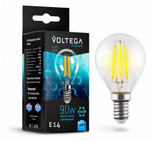 Лампа светодиодная филаментная Voltega E14 9W 4000K шар прозрачный VG10-G45E14cold9W-F 7137