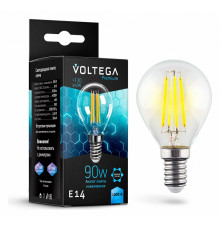 Лампа светодиодная филаментная Voltega E14 9W 4000K шар прозрачный VG10-G45E14cold9W-F 7137