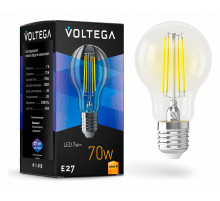 Лампа светодиодная Voltega E27 7W 2800K груша прозрачная VG10-A60E27warm7W-F 7140