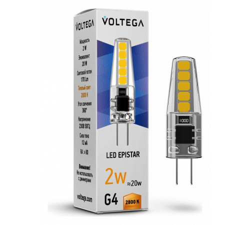 Лампа светодиодная Voltega G4 2W 2800K VG9-K1G4warm2W 7144 Лампа светодиодная Voltega G4 2W 2800K VG9-K1G4warm2W 7144