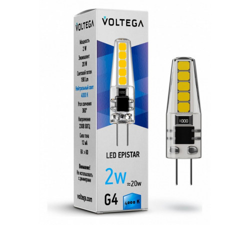 Лампа светодиодная Voltega G4 2W 4000K VG9-K1G4cold2W 7145 Лампа светодиодная Voltega G4 2W 4000K VG9-K1G4cold2W 7145