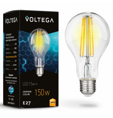 Лампа светодиодная филаментная Voltega E27 12W 3000K груша прозрачная 7226