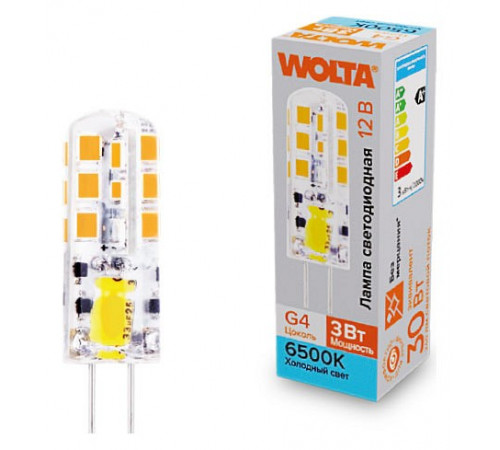 Светодиодная лампа WOLTA 3Вт 6500K G4 матовая WSTD-JC-12V3W6KG4-S Светодиодная лампа WOLTA 3Вт 6500K G4 матовая WSTD-JC-12V3W6KG4-S