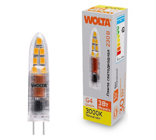 Светодиодная лампа WOLTA 3Вт 6500K G4 матовая WSTD-JC-220V3W6KG4-P Светодиодная лампа WOLTA 3Вт 6500K G4 матовая WSTD-JC-220V3W6KG4-P