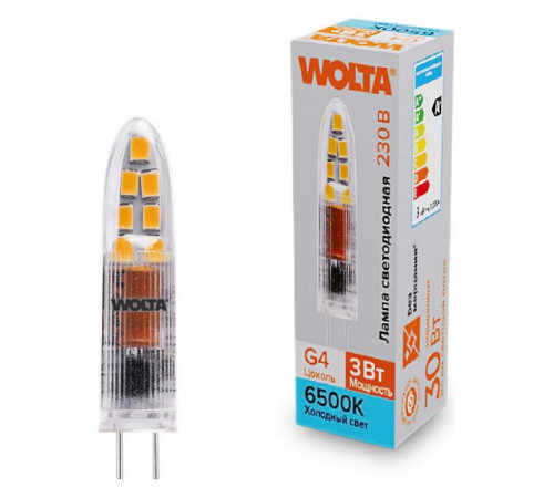 Светодиодная лампа WOLTA 3Вт 6500K G4 матовая WSTD-JC-220V3W6KG4-P Светодиодная лампа WOLTA 3Вт 6500K G4 матовая WSTD-JC-220V3W6KG4-P