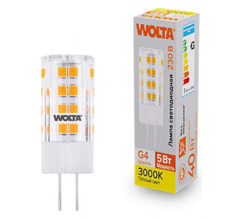 Светодиодная лампа WOLTA 5Вт 3000K G4 кукуруза матовая WSTD-JC-220V5W3KG4-C Светодиодная лампа WOLTA 5Вт 3000K G4 кукуруза матовая WSTD-JC-220V5W3KG4-C
