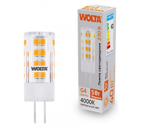 Светодиодная лампа WOLTA 5Вт 4000K G4 кукуруза матовая WSTD-JC-220V5W4KG4-C Светодиодная лампа WOLTA 5Вт 4000K G4 кукуруза матовая WSTD-JC-220V5W4KG4-C