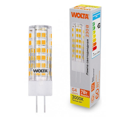 Светодиодная лампа WOLTA 7Вт 3000K G4 кукуруза матовая WSTD-JC-220V7W3KG4-C Светодиодная лампа WOLTA 7Вт 3000K G4 кукуруза матовая WSTD-JC-220V7W3KG4-C