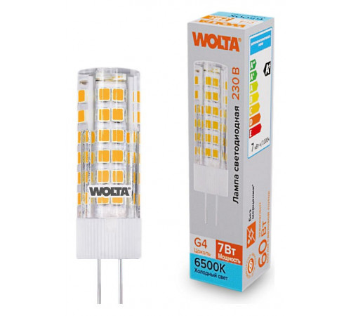 Светодиодная лампа WOLTA 7Вт 6500K G4 кукуруза матовая WSTD-JC-220V7W6KG4-C Светодиодная лампа WOLTA 7Вт 6500K G4 кукуруза матовая WSTD-JC-220V7W6KG4-C
