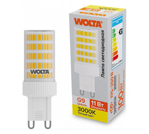 Светодиодная лампа WOLTA 11Вт 3000K G9 кукуруза матовая WSTD-JCD-11W3KG9-C Светодиодная лампа WOLTA 11Вт 3000K G9 кукуруза матовая WSTD-JCD-11W3KG9-C