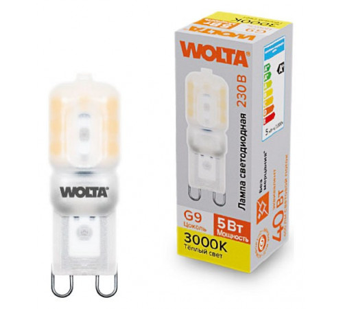 Светодиодная лампа WOLTA 5Вт 3000K G9 матовая WSTD-JCD-5W3KG9-P Светодиодная лампа WOLTA 5Вт 3000K G9 матовая WSTD-JCD-5W3KG9-P
