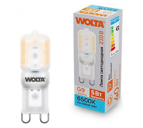 Светодиодная лампа WOLTA 5Вт 6500K G9 матовая WSTD-JCD-5W6KG9-P Светодиодная лампа WOLTA 5Вт 6500K G9 матовая WSTD-JCD-5W6KG9-P