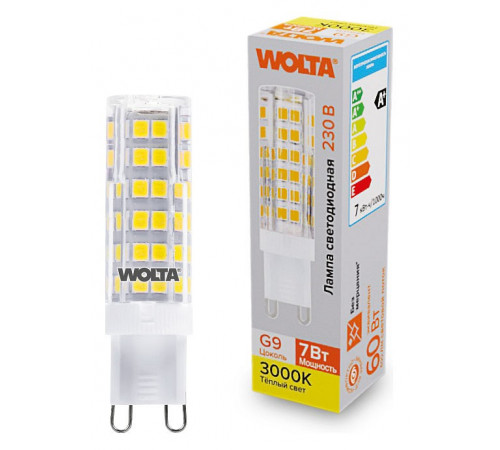 Светодиодная лампа WOLTA 7Вт 3000K G9 кукуруза матовая WSTD-JCD-7W3KG9-C Светодиодная лампа WOLTA 7Вт 3000K G9 кукуруза матовая WSTD-JCD-7W3KG9-C