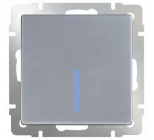 Выключатель Werkel одноклавишный проходной с подсветкой серебряный WL06-SW-1G-2W-LED 4690389053863