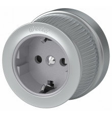 Розетка Werkel с заземлением и шторками Ретро матовый хром WL19-10-02 4690389143458