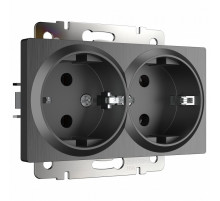 Розетка двойная с заземлением Werkel графит рифленый W1172004 4690389158650