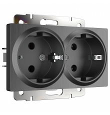 Розетка двойная с заземлением Werkel графит рифленый W1172004 4690389158650