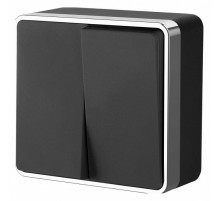 Выключатель двухклавишный Werkel Gallant черный/хром W5020035 4690389164163