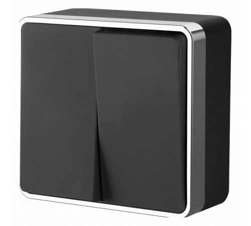 Выключатель двухклавишный Werkel Gallant черный/хром W5020035 4690389164163