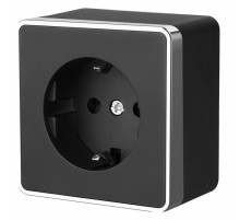 Розетка с заземлением Werkel Gallant черный/хром W5071035 4690389164514