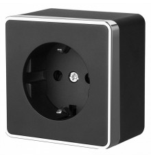 Розетка с заземлением Werkel Gallant черный/хром W5071035 4690389164514