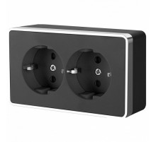 Розетка двойная с заземлением Werkel Gallant черный/хром W5072135 4690389164705