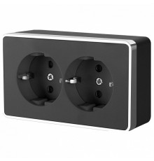 Розетка двойная с заземлением Werkel Gallant черный/хром W5072135 4690389164705