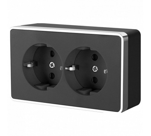 Розетка двойная с заземлением Werkel Gallant черный/хром W5072135 4690389164705 Розетка двойная с заземлением Werkel Gallant черный/хром W5072135 4690389164705