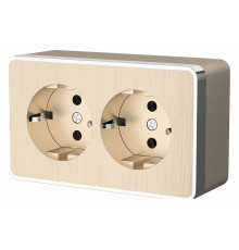 Розетка Werkel двойная с заземлением Gallant шампань рифленый W5072110 4690389164682 a051037