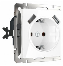 Розетка с заземлением, шторками и USBх2 Werkel белый W1171501 4690389155345