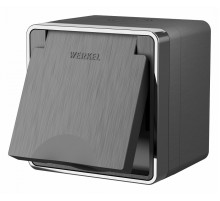 Розетка влагозащищенная с заземлением с защитной крышкой и шторками Werkel Gallant графит рифленый W5071204 4690389164606 a051334