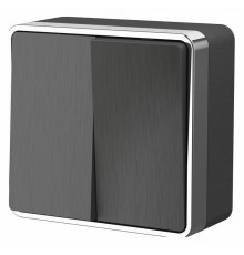 Выключатель двухклавишный Werkel Gallant графит рифленый W5020004 4690389164132