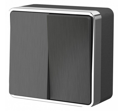 Выключатель двухклавишный Werkel Gallant графит рифленый W5020004 4690389164132 Выключатель двухклавишный Werkel Gallant графит рифленый W5020004 4690389164132