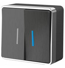 Выключатель двухклавишный с подсветкой Werkel Gallant графит рифленый W5020104 4690389164194