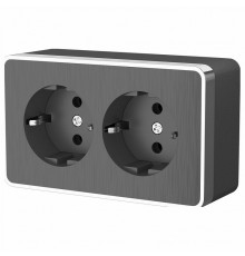 Розетка двойная с заземлением Werkel Gallant графит рифленый W5072104 4690389164675