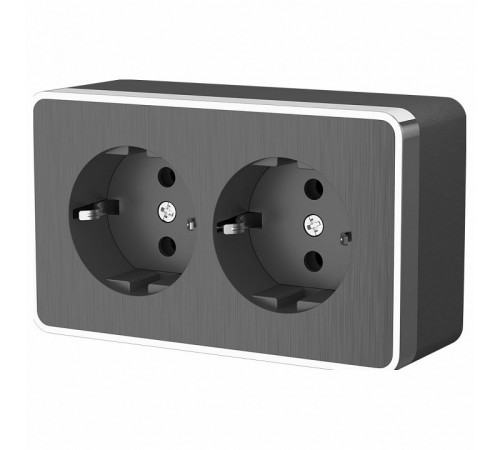 Розетка двойная с заземлением Werkel Gallant графит рифленый W5072104 4690389164675 Розетка двойная с заземлением Werkel Gallant графит рифленый W5072104 4690389164675