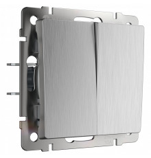 Выключатель двухклавишный Werkel cеребряный рифленый W1120009 4690389158933