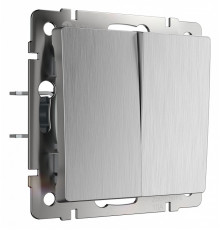 Выключатель двухклавишный проходной Werkel (cеребряный рифленый) W1122009 4690389159626