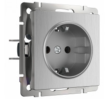 Розетка с заземлением Werkel cеребряный рифленый W1171009 4690389159701