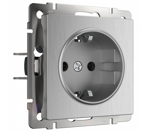 Розетка с заземлением Werkel cеребряный рифленый W1171009 4690389159701 Розетка с заземлением Werkel cеребряный рифленый W1171009 4690389159701