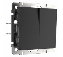 Выключатель Werkel двухклавишный проходной черный матовый W1122008 4690389156724