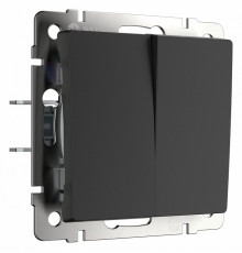 Выключатель Werkel двухклавишный проходной черный матовый W1122008 4690389156724