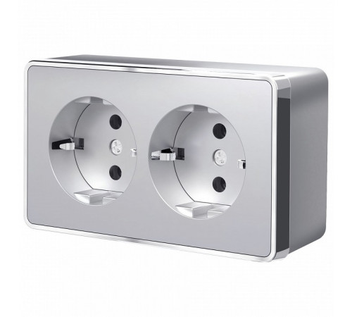 Розетка двойная с заземлением Werkel Gallant серебряный W5072106 4690389167188 Розетка двойная с заземлением Werkel Gallant серебряный W5072106 4690389167188