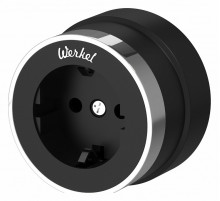 Розетка с заземлением Werkel Vintage черный матовый/хром W5871051 4690389174704