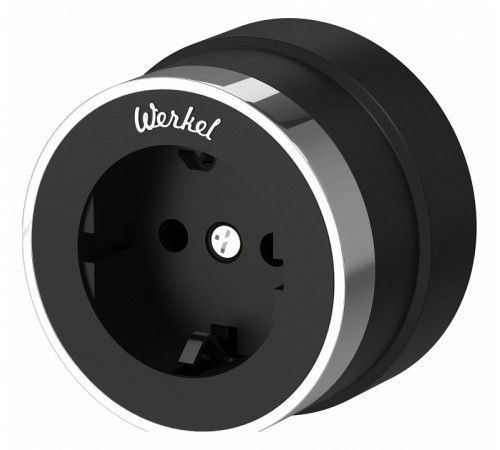 Розетка с заземлением Werkel Vintage черный матовый/хром W5871051 4690389174704 Розетка с заземлением Werkel Vintage черный матовый/хром W5871051 4690389174704