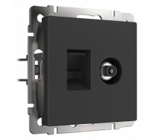 Розетка Werkel TV/RJ-45 6 кат черный матовый W1181308 4690389174483